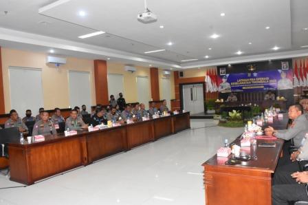 Peserta pelaksanaan Latihan Pra Operasi (Latpraops) Keselamatan Tinombala 2023, di aula Rupatama Polda Sulteng, Rabu (1/2/2023). FOTO: BID HUMAS POLDA SULTENG