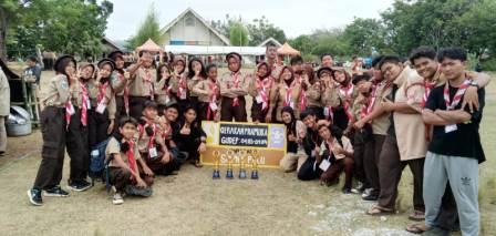 FOTO bersama Tim Gudep IMPEESA (SMPN 6 Palu), usai pelaksanaan Mamod Scout Competition III 2023 jenjang SMP, yang diikuti oleh pelajar Kota Palu, Kabupaten Sigi dan Donggala di Bumi Perkemahan Pue Mantikulore beberapa waktu lalu. FOTO: IST