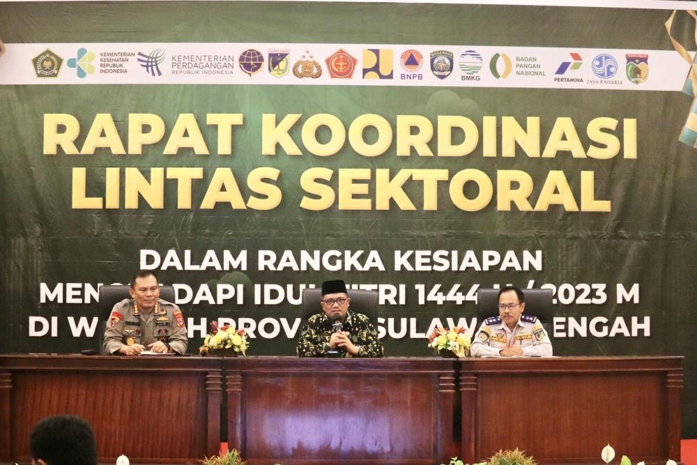 FOTO: Suasana Rakor Lintas Sektoral dilaksanakan Polda Sulteng dalam rangka kesiapan menghadapi Idulfitri 1444 H/2023 M, di salah satu hotel di Palu, Rabu (12/4/23). FOTO: IST