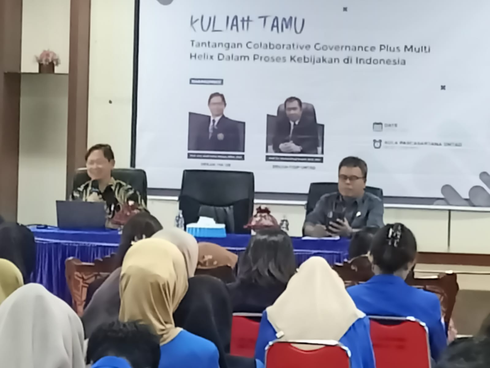 Kuliah tamu digelar Fisip Untad, menghadirkan pakar Administrasi Publik, Prof. Andy Fefta Wijaya, Kamis 7/12/2023). Foto: Fery eL Shirinja