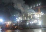 Kebocoran pipa gas Acid di area pabrik milik PT Merdeka Tsingshan Indonesia (MTI)Selasa malam (19/3/2024). Foto: Ist